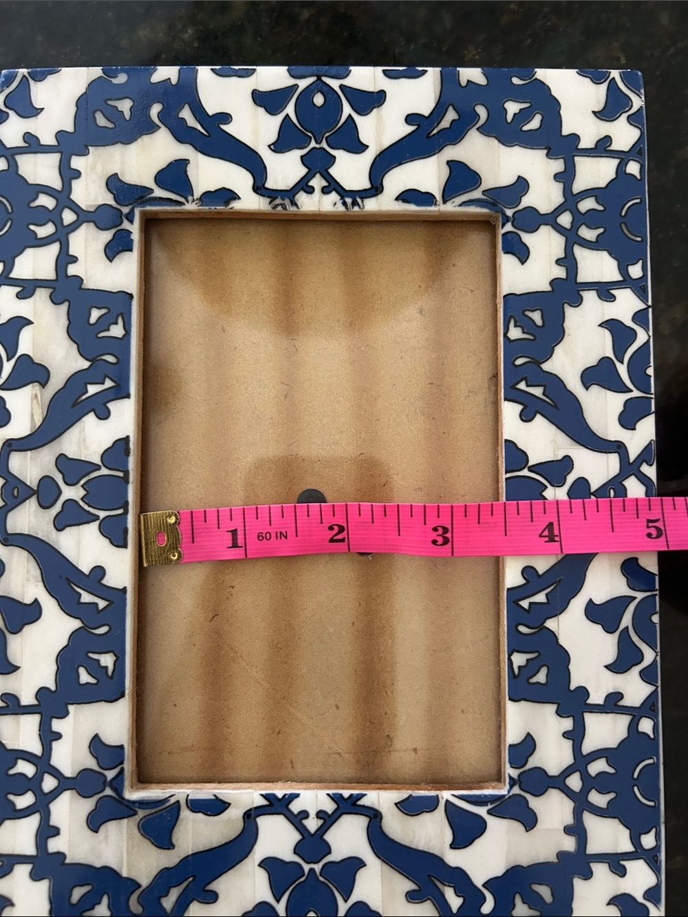 Decorative blue and ivory Patterned Photo Frame - Picture 8 of 9